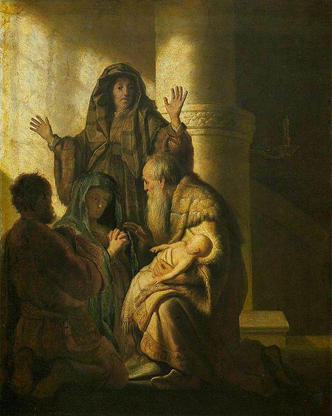 Rembrandt Peale Simeon and Anna Recognize the Lord in Jesus Sweden oil painting art